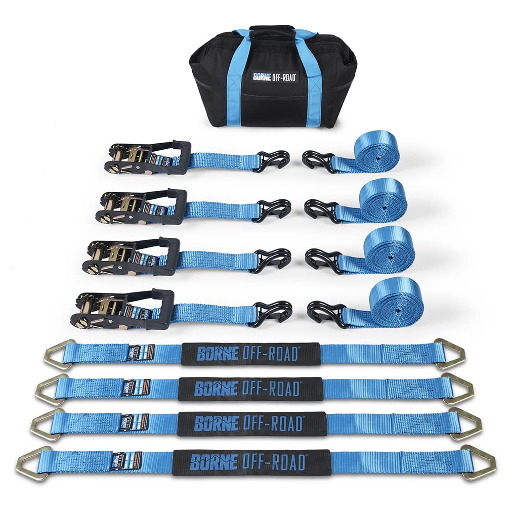 Off-Road Vehicle Borne Ratchet Tie-Down Kit, Blue