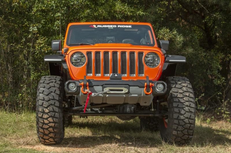 Venator Rugged Ridge Bumper Front for Jeep Wrangler/Gladiator | Stubby w/ Winch Tray | Steel, Satin Black | 11549.44 | Fits 2018-2025 Jeep Wrangler JL; 2020-2025 Jeep Gladiator JT