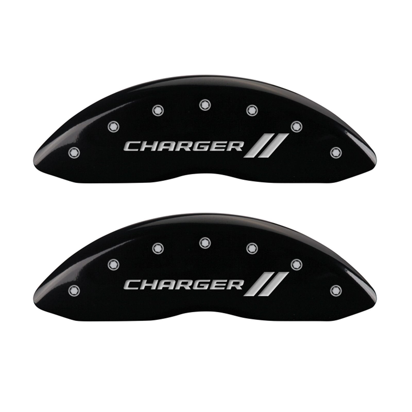 Charger ll MGP Caliper Covers 12088SCH1BK Engraved Caliper Cover with Black Powder Coat Finish and Silver Characters, (Set of 4)