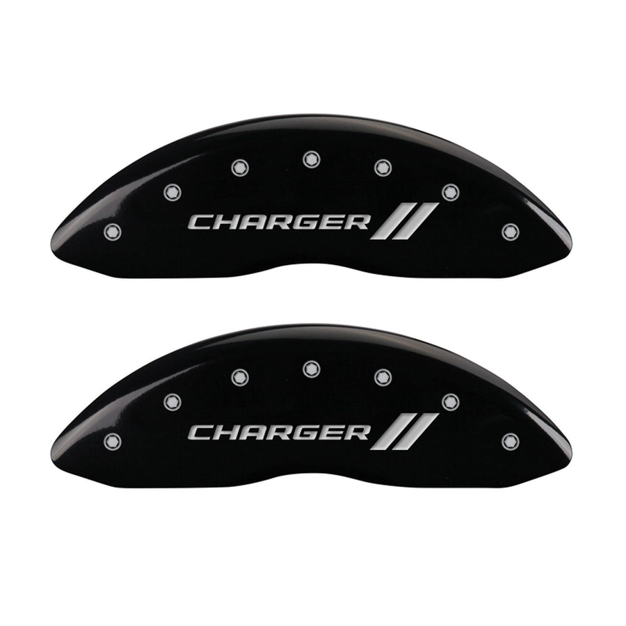 Charger ll MGP Caliper Covers 12088SCH1BK Engraved Caliper Cover with Black Powder Coat Finish and Silver Characters, (Set of 4)