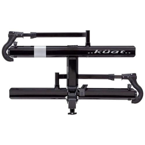 KUAT 2.0 Sherpa Durable Lightweight Aluminum Compact 2 Bike Transporting Hitch Rack with Cable Lock & Foldable Tire Cradles | Capacity - 40 Lbs per Tray, Black Metallic & Gray Anodize, 1.25"