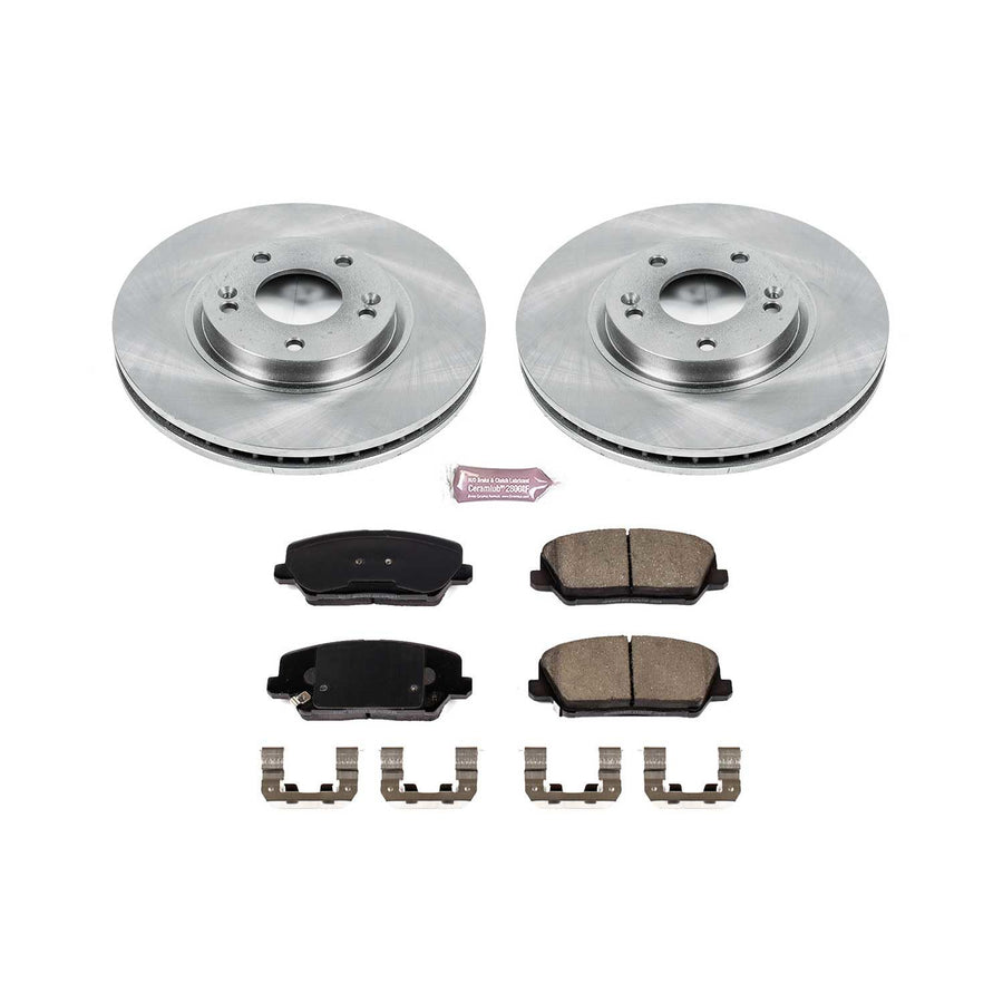 Power Stop Autospecialty KOE7673 Front Replacement Brake Kit-OE Brake Rotors & Ceramic Brake Pads For Hyundai Veloster 2016-2017, Kia Forte5 2017-2018 [Model Specific]