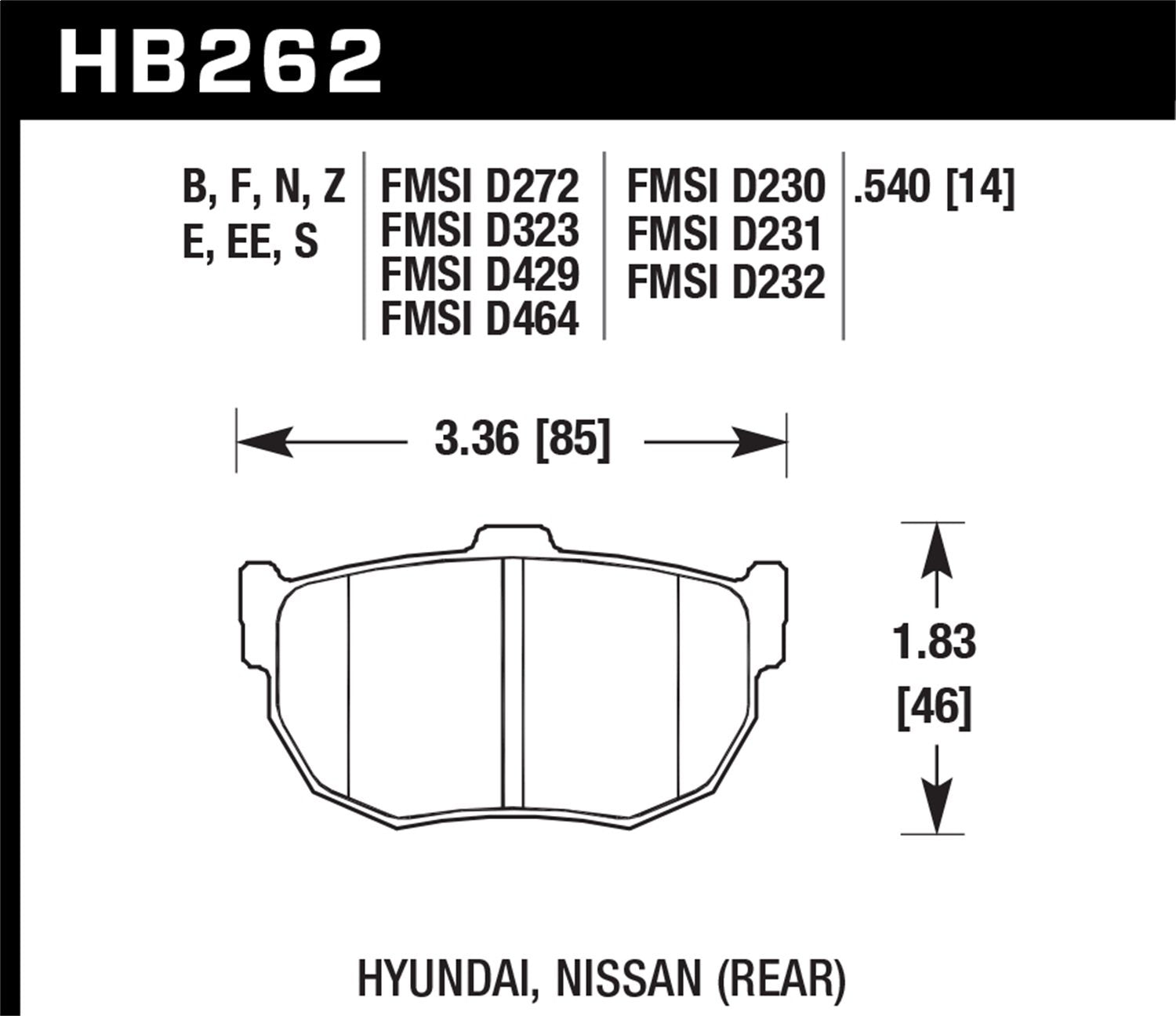 Hawk Performance Blue HB262E.540 9012 Motorsport Brake Pads