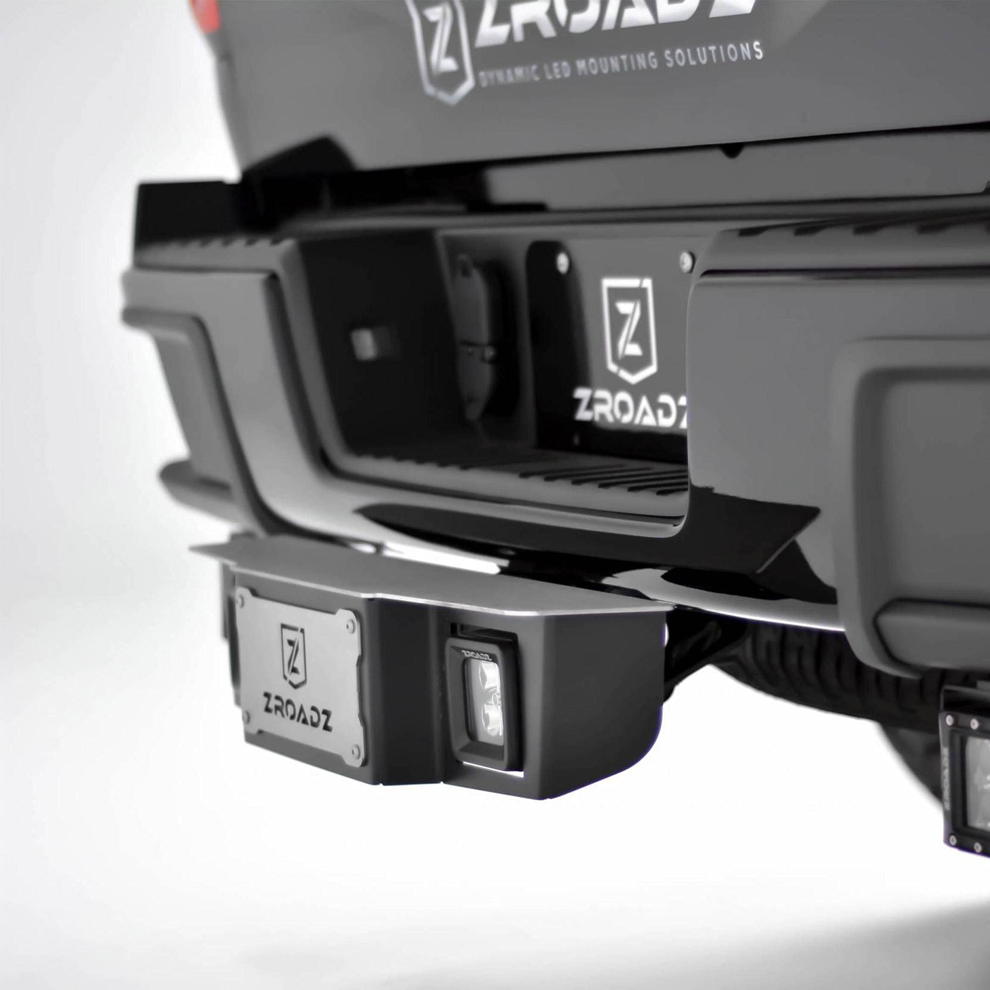 ZROADZ Universal 2" Hitch Step LED - Black Mild Steel - Bolt-on, No Drilling - to Mount (2) 3 Inch ZROADZ or Similar Style LED Pod Lights - PN#Z390010