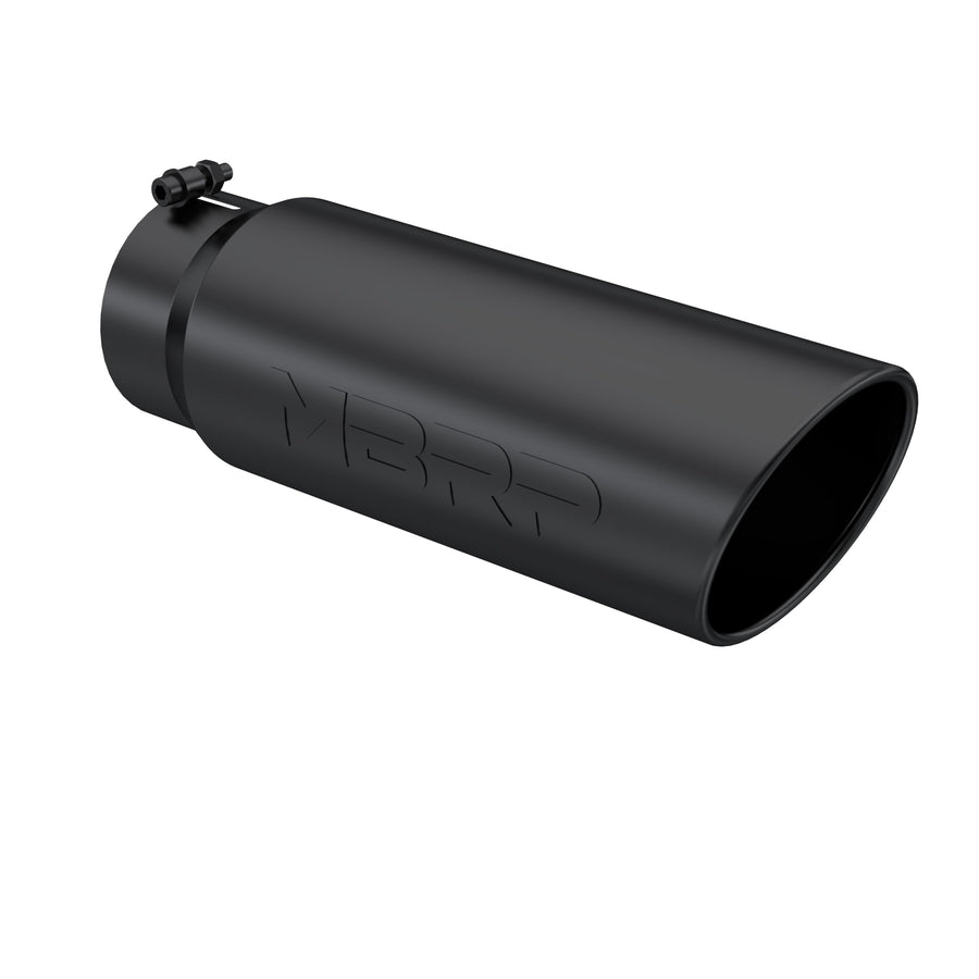 MBRP 6in OD Universal Tip Angled Rolled End 5in Inlet 18in Lgth Black Finish Exhaust