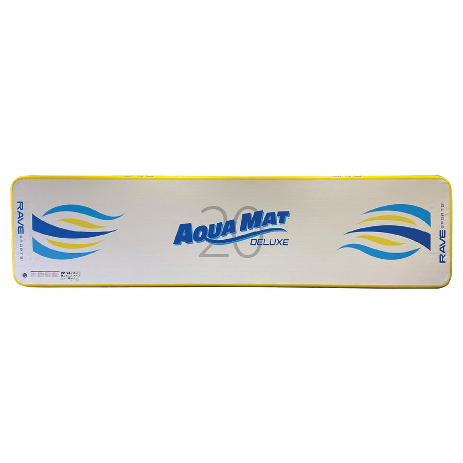 Aqua Mat Deluxe Rave Sports Inflatable 20 Floating Mat, Platform and Swim Dock with Dropstitch PVC Construction, 20' x 5', Supports 1500 lbs