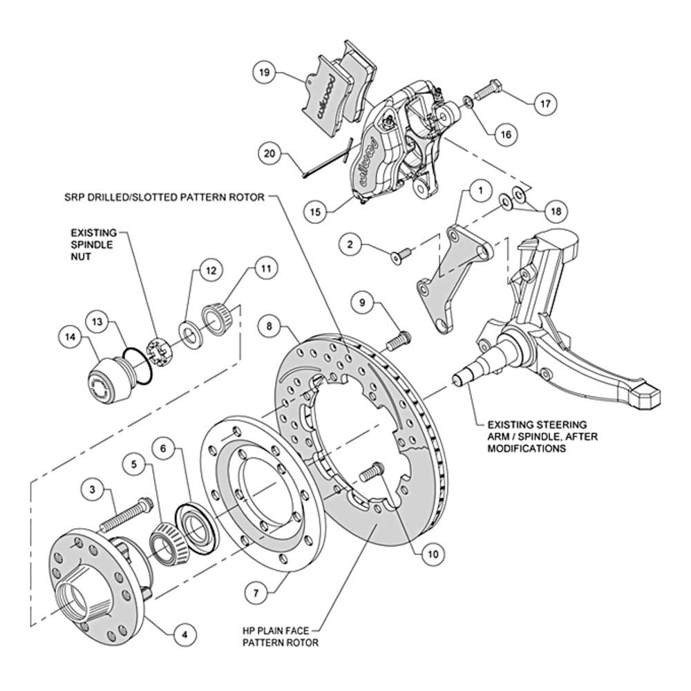 Front Wilwood Brake Kit 80-87 GM G-Body 4 Piston Caliper