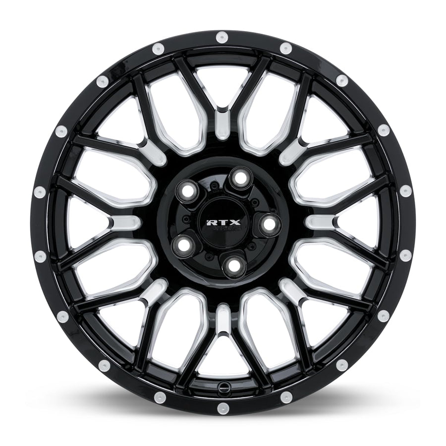 CLAWS RTX Custom Wheel - 20x9, 0 Offset, 5x127 Bolt Pattern, 71.5mm Hub - Gloss Black with Milled Accents Rim