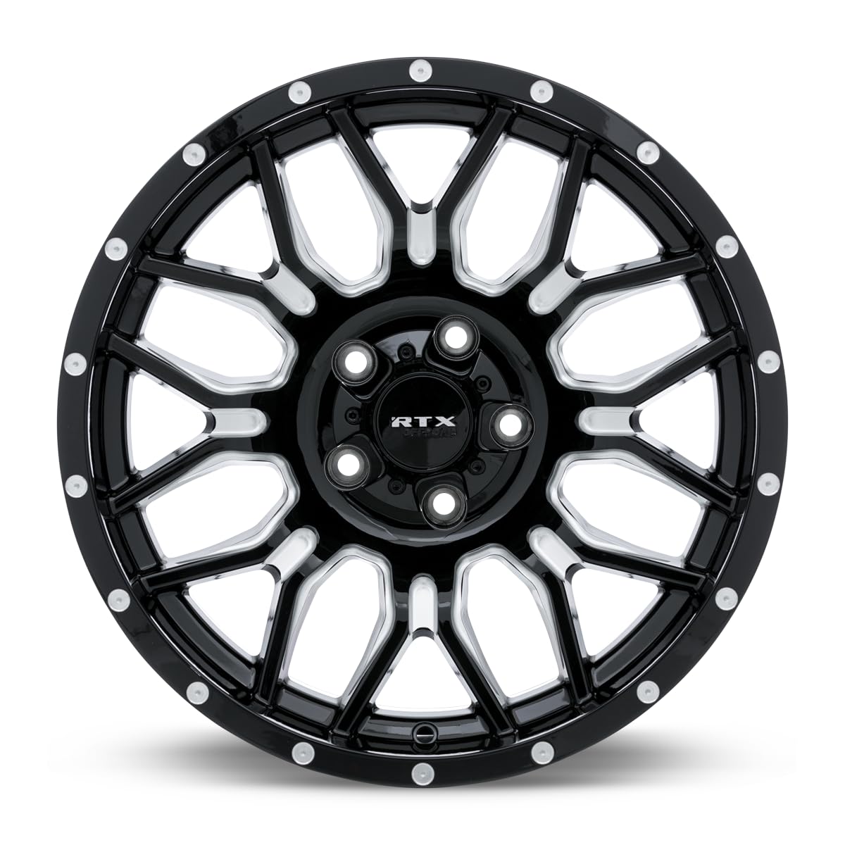 CLAWS RTX Custom Wheel - 20x10, -18 Offset, 8x165.1 Bolt Pattern, 125.1mm Hub - Gloss Black with Milled Accents Rim