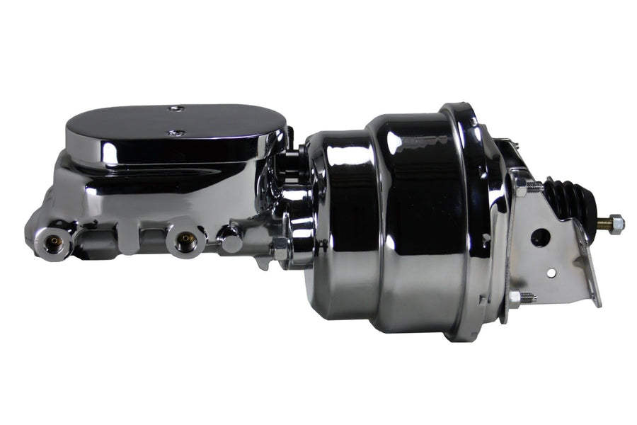 7 Inch LEED BRAKES Dual Power Booster, 1-1/8 Inch Bore Flat Top Master With Adjustable Proportioning Valve (Chrome)