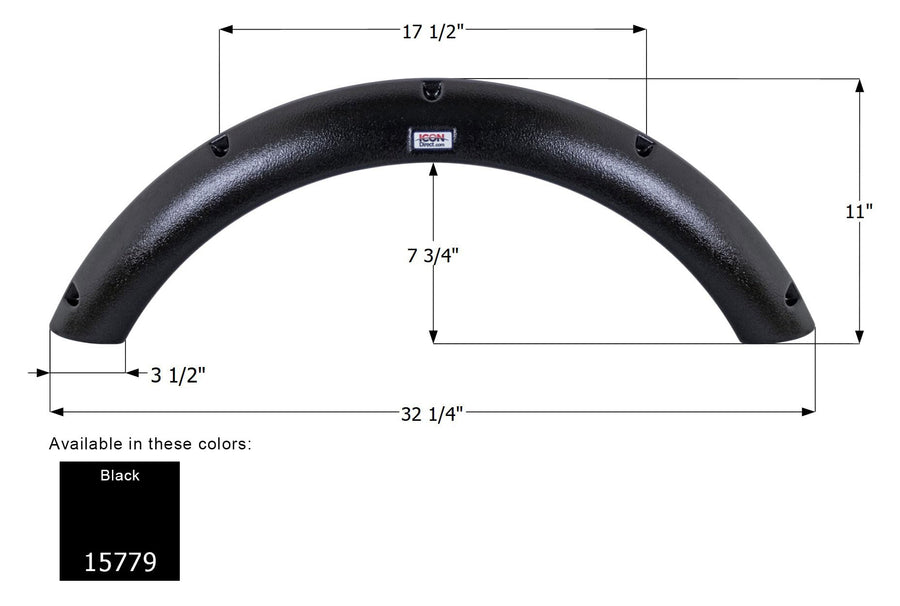 Single Axle Fender Skirt Icon 15779 for Jayco - Black