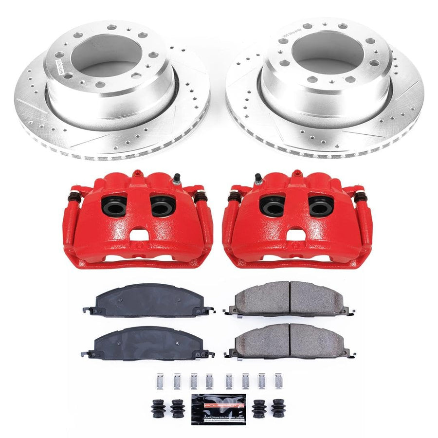 Power Stop Z23 Evolution Rear Brake Caliper Kit KC7131- Brake Rotors, Carbon-Fiber Ceramic Brake Pads, Brake Calipers For Ram 3500 2013-2018 [Model Specific]