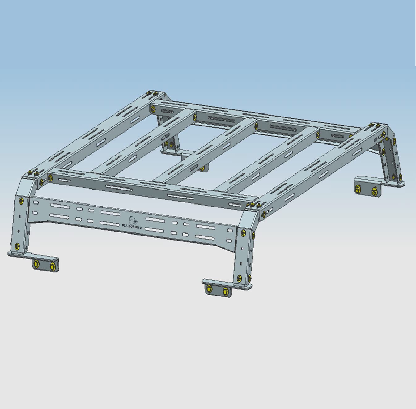 Overland Black Horse Bed Rack Black Compatible with 2020-2024 Jeep Gladiator-TR09B