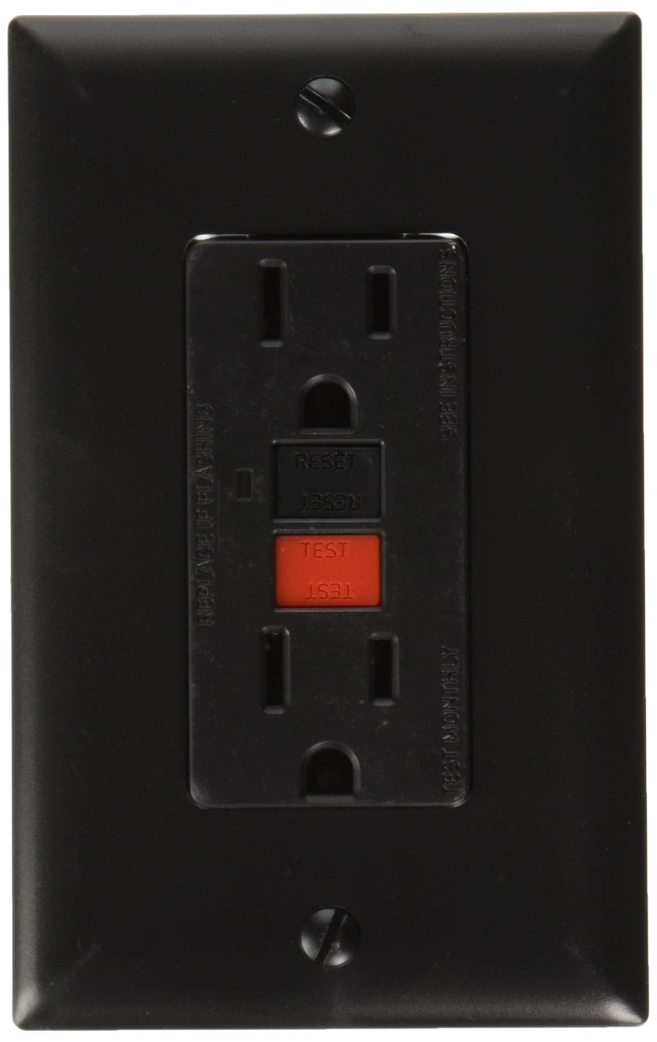 Dual Outlet GFCI RV Designer S807 with Cover Plate, Black, AC Electrical