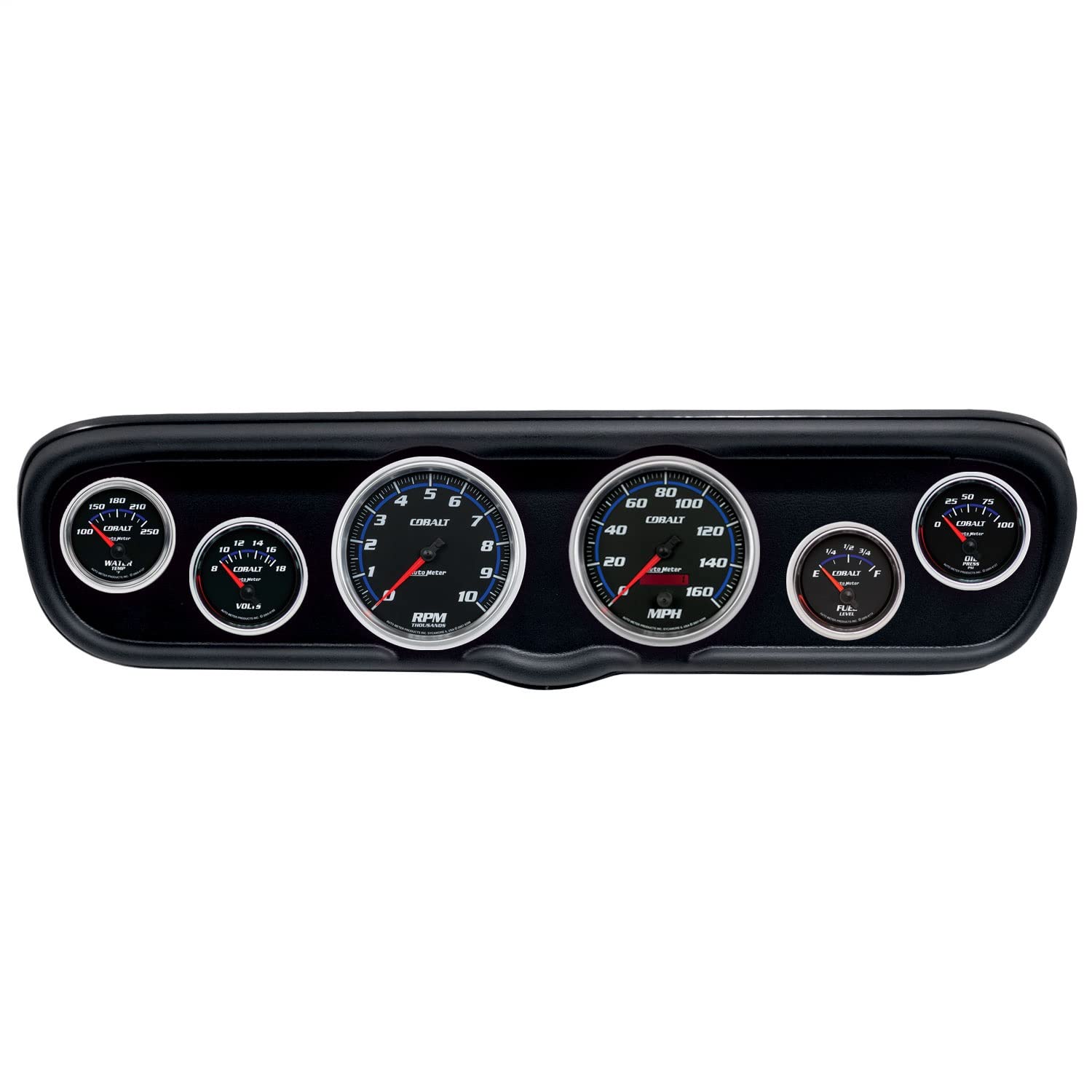AutoMeter Dash Kit Direct Fit, (3 3/8" X2, 2 1/16" X4), Ford Mustang 66, Cobalt (2110-05)