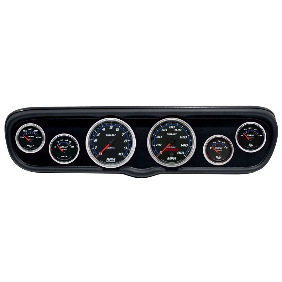 AutoMeter Dash Kit Direct Fit, (3 3/8" X2, 2 1/16" X4), Ford Mustang 66, Cobalt (2110-05)