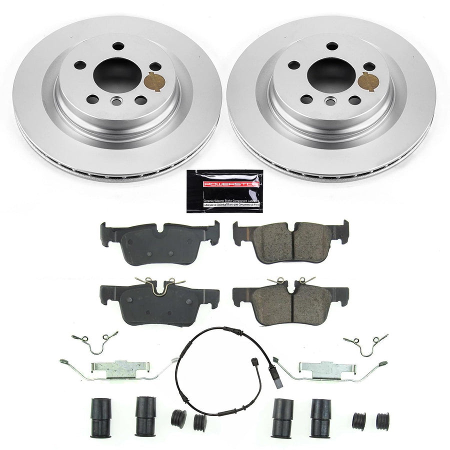 Power Stop Z23 Rear Coated Rotor Kit-Coated Brake Rotors, Carbon Ceramic Brake Pads For 228i Gran Coupe, BMW 228i xDrive Gran Coupe, X1, X2, Cooper Clubman, Cooper Countryman [Model Specific]