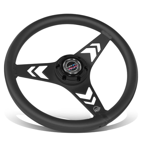 NRG Innovations All Aluminum NRG-RST-070-BK Steering Wheel 330mm - Arow Cutout- Ergonomic Grip- Anadized Black