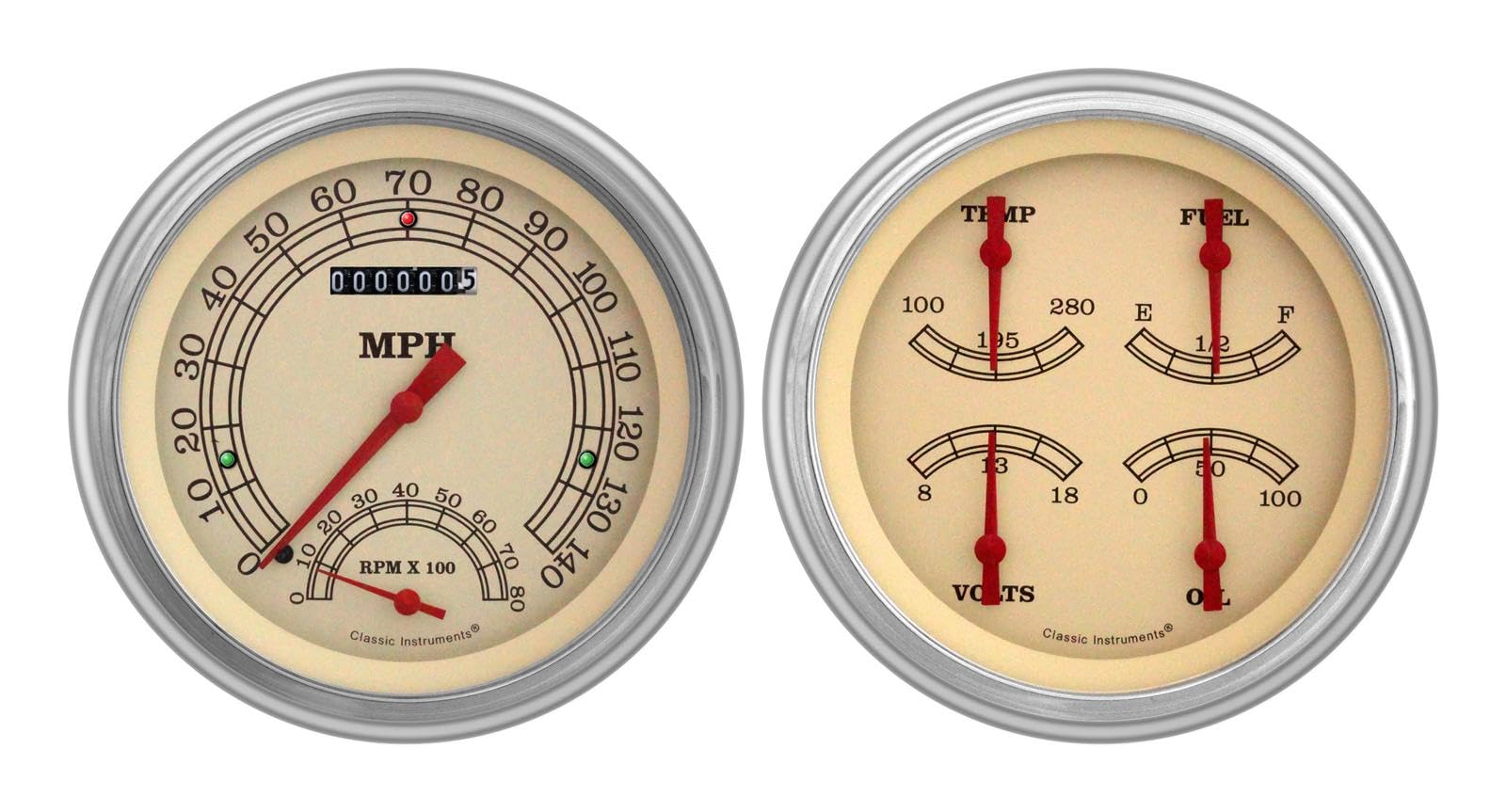 Classic Instruments Vintage CH51VT62-LS Direct Fit Gauge Package LS Swap Fits 1951-1952 Chevy Car