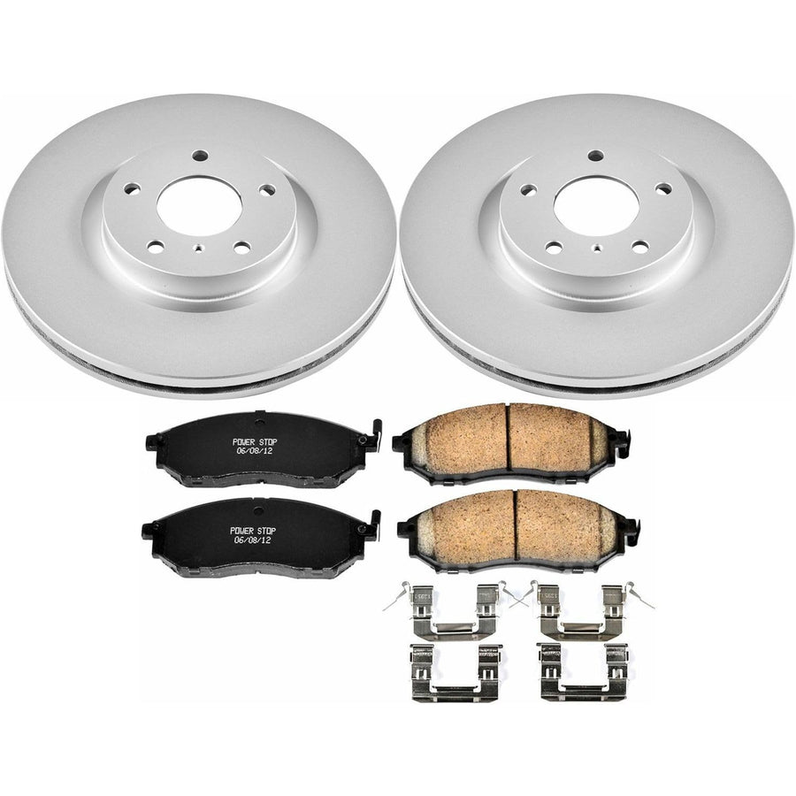 Power Stop CRK112 Brake Rotor & Coated Ceramic Brake Pads- front For EX35, E, G25, G35, G37, M35, M35h, M37, M45, M56, INFINITI, Q70, Q70L, QX50, QX70, 350Z, 370Z [Model Specific]