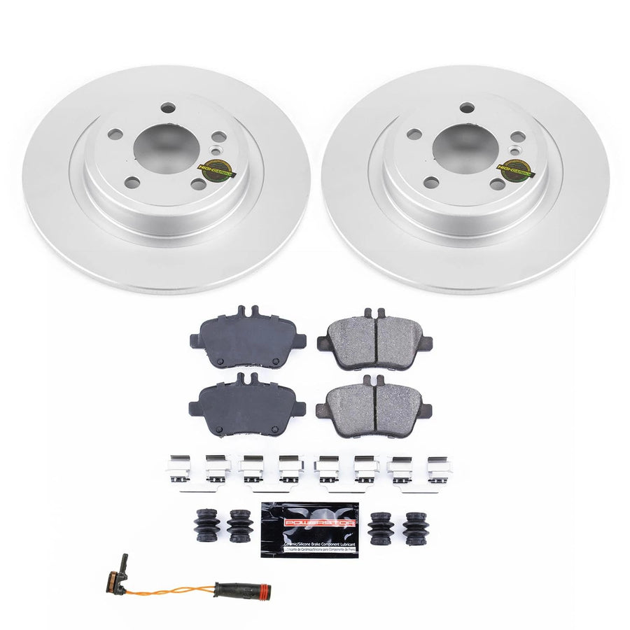Power Stop CRK6895 Rear Brake Kit- Coated Brake Rotors and Z23 Ceramic Brake Pads For Mercedes-Benz SLK350 2012-2016 [Model Specific]