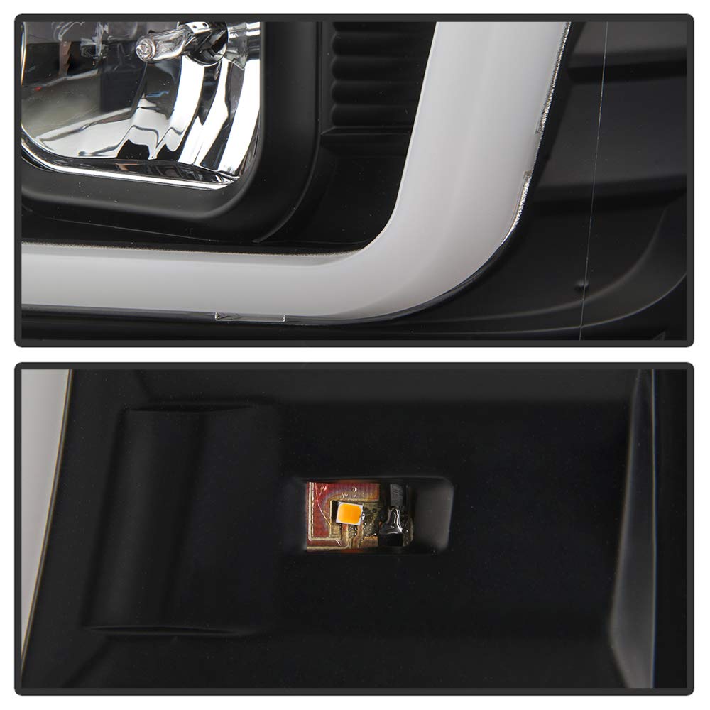 Ford F250/350/450 Spyder 5086228 Super Duty 08-10 Version 2 Projector Headlights - Switch Back Light Bar - Low Beam-H7(Included) ; High Beam-H1(Included) ; Signal-2157NA(Not Included) - Black