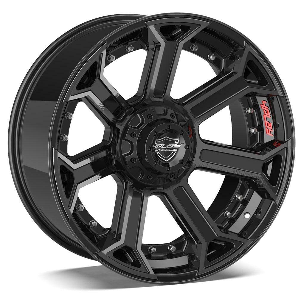 4PLAY Wheels 4P70-22100-6D55-18BBT Painted Brushed Black Wheel (22 x 10. inches /6 x 135 mm, -18 mm Offset)