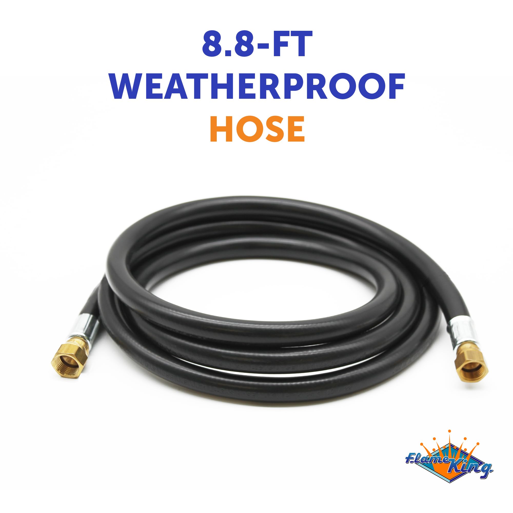 Flame King RV Slide Out Thermo Rubber Hose Assembly, 106 Inch, 3/8 Inch ID, Female to Female - 100159-106