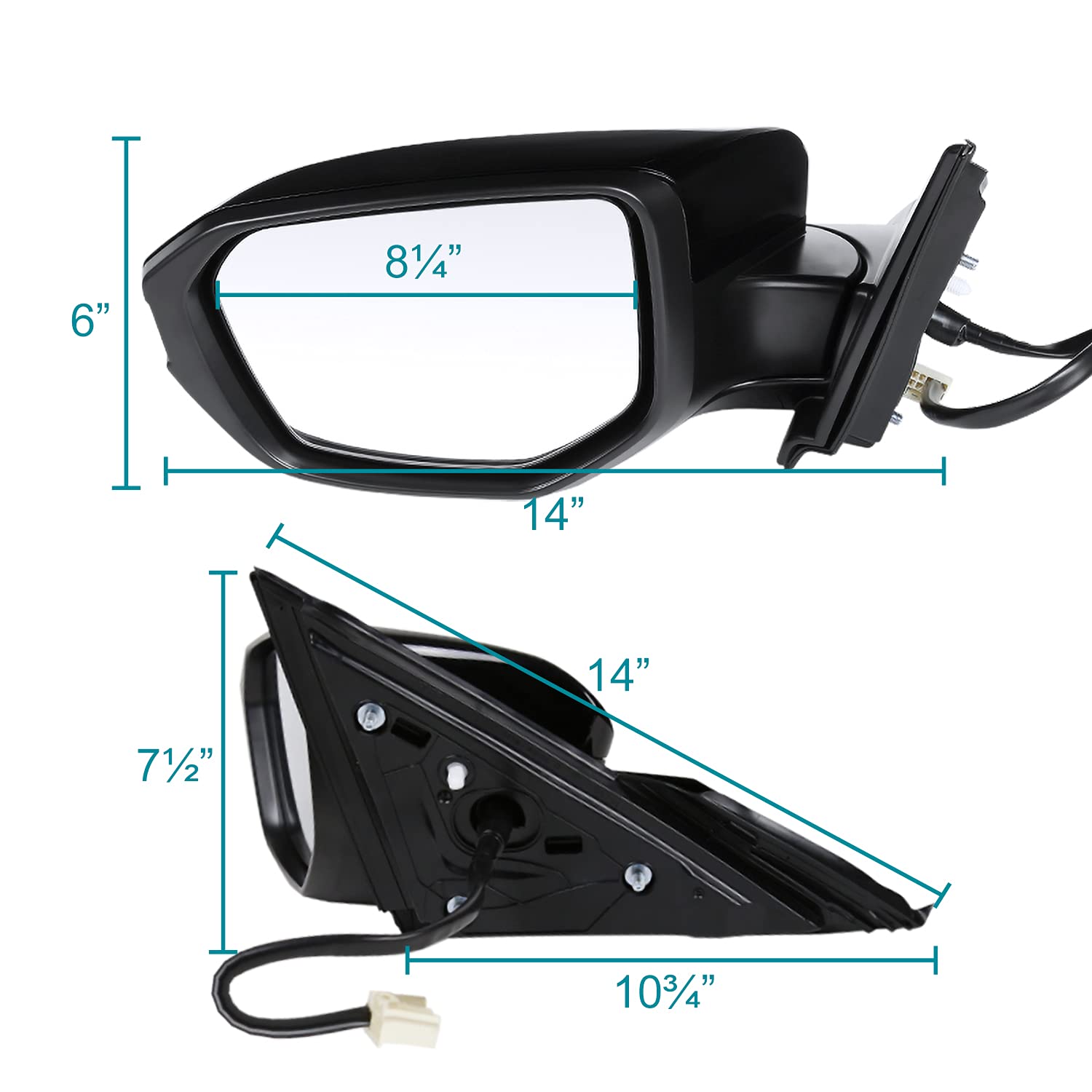 5-Pin Power Heated Fold Black Spec-D Tuning Left Driver Side Mirror Compatible with 2016-2018 Honda Civic