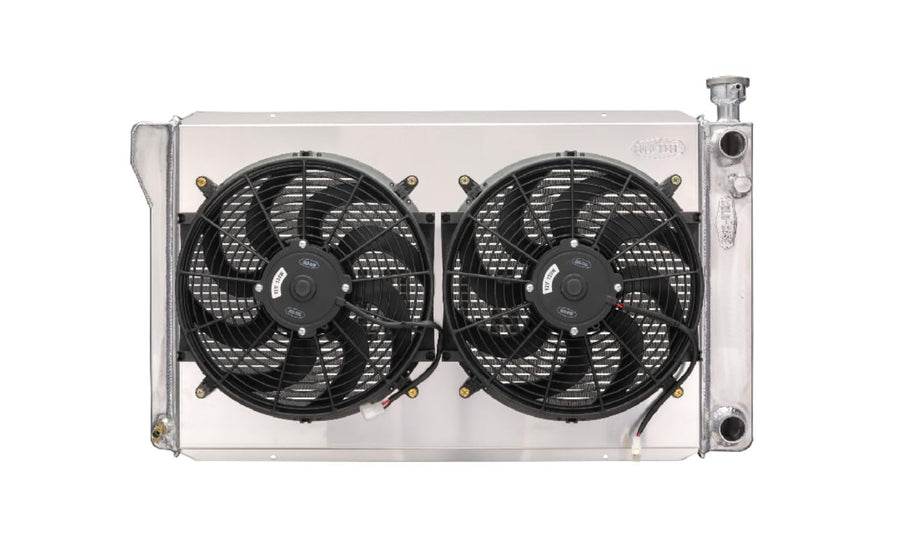 COLD - Radiator and CaseFan, 33.85 in W x 20.4 in H x 3 in D, Passenger Side Inlet, Passenger Side Outlet, Aluminum