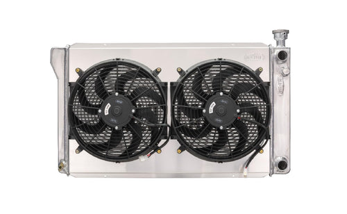 COLD - Radiator and CaseFan, 33.85 in W x 20.4 in H x 3 in D, Passenger Side Inlet, Passenger Side Outlet, Aluminum
