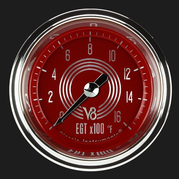 V8 Red Steelie Classic Instruments V8RS198SLC 2" Pyrometer Full Sweep