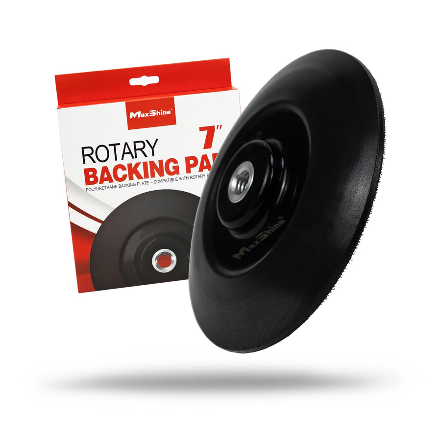 7” Maxshine Universal Black RO Polisher Backing Plate – Durable One-Piece Molded Design, High-Elasticity PU with Hook & Loop Fastening – Fits Foam, Wool & Microfiber Pads