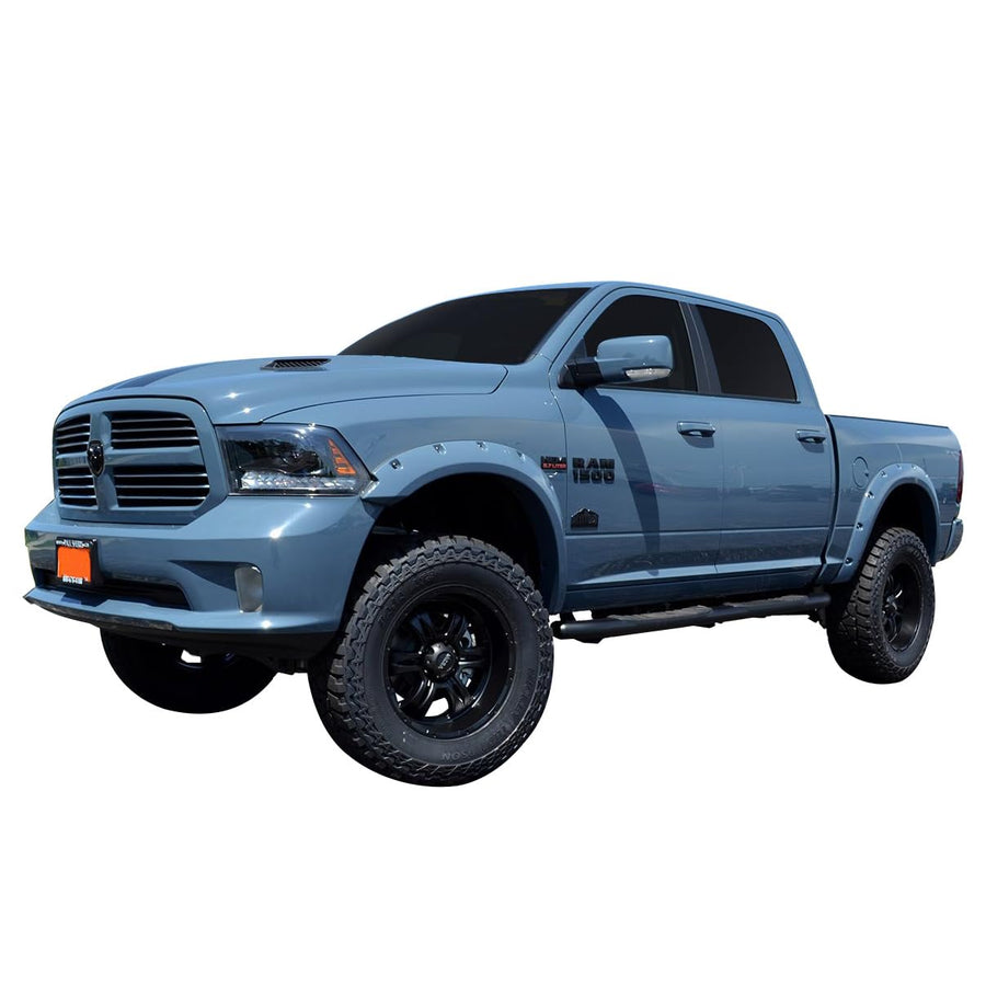 Fender Flares Black Horse Riveted Style Compatible with 2002-2008 Dodge Ram 1500|2003-2008 Dodge Ram 2500|2003-2008 Dodge Ram 3500-FF-DORA-SM-PKT-02