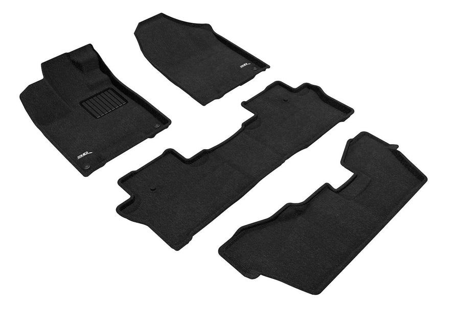 3D MAXpider Elegant Custom Fit Floor Mat (Black) for 2016-2022 Honda Pilot 8-Passenger - 1ST Row 2ND Row 3RD Row