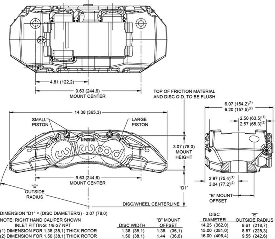 CALIPER, WILWOOD TX6R,2.00/1.88/1.88,1.38 ROTOR
