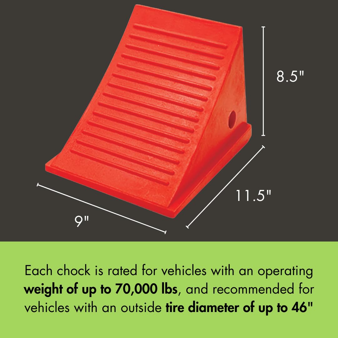 Checkers One Large Wheel Chock for Tires 32-46", Heavy Duty Wheel Chocks for Semi Trucks, Utility, Tractor Trailer, 70k lb Load Capacity, Made in The USA, Polyurethane, UC1500-6