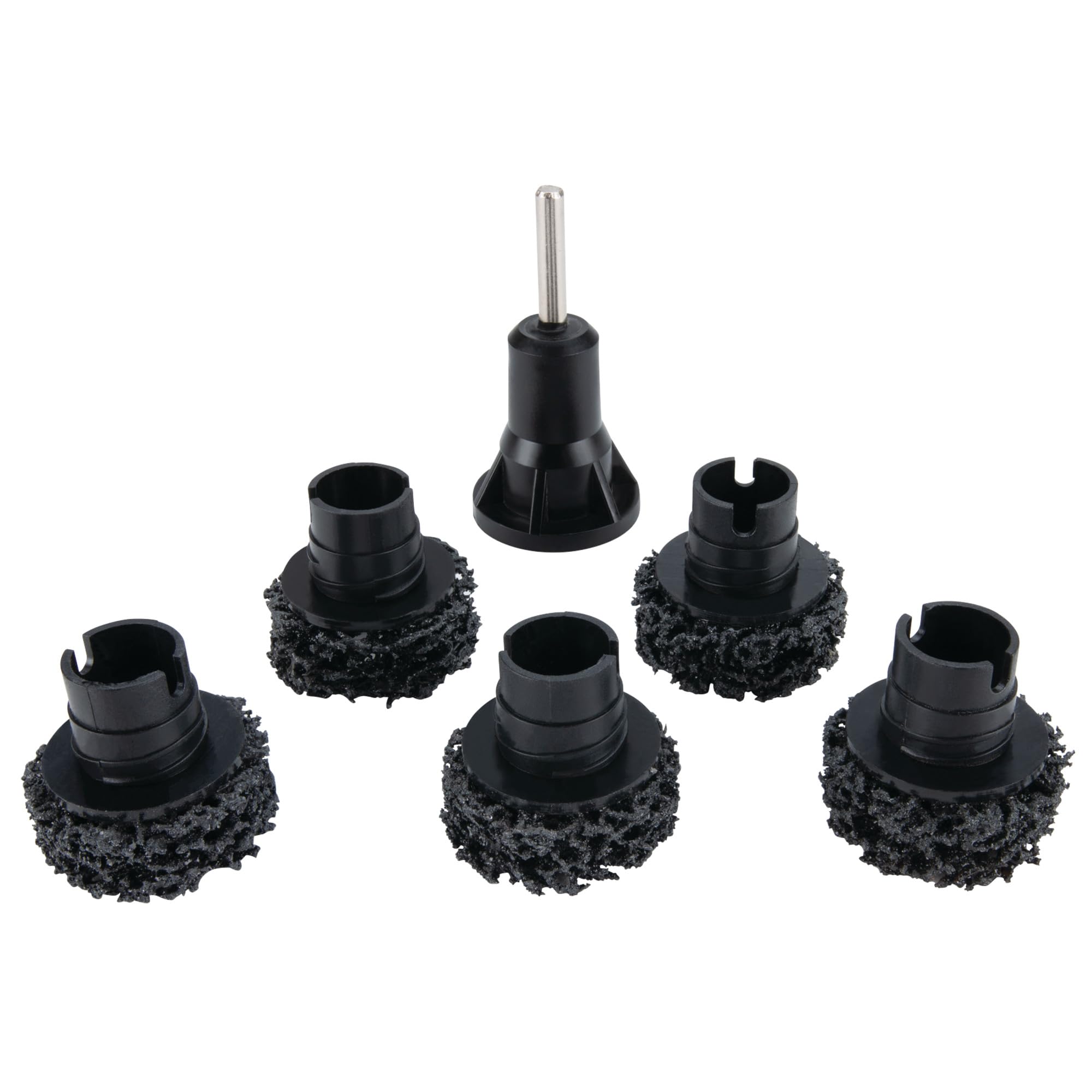 W80105 Performance Tool Wheel Hub Resurfacing Kit - Quick Rust Removal for Lug Studs and Rotors, Fits Power Drill, Includes Holder and 5 Pads
