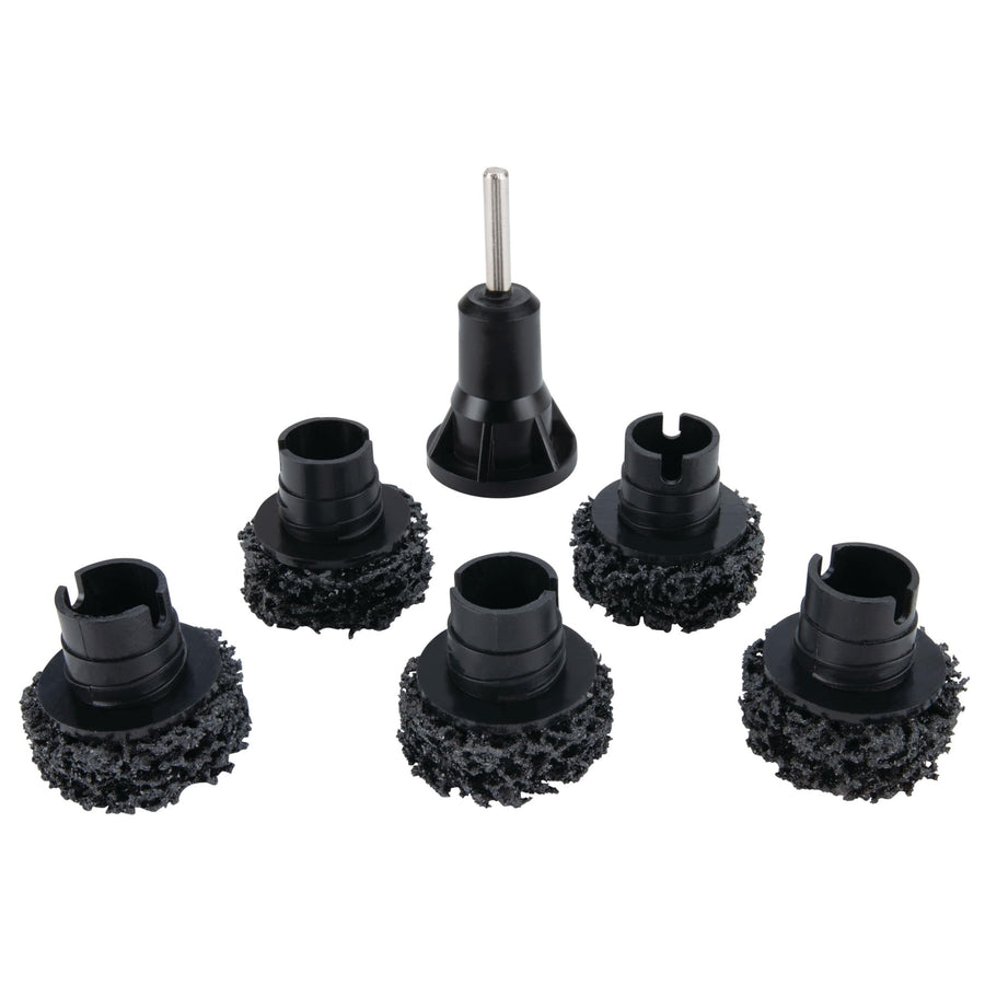 W80105 Performance Tool Wheel Hub Resurfacing Kit - Quick Rust Removal for Lug Studs and Rotors, Fits Power Drill, Includes Holder and 5 Pads
