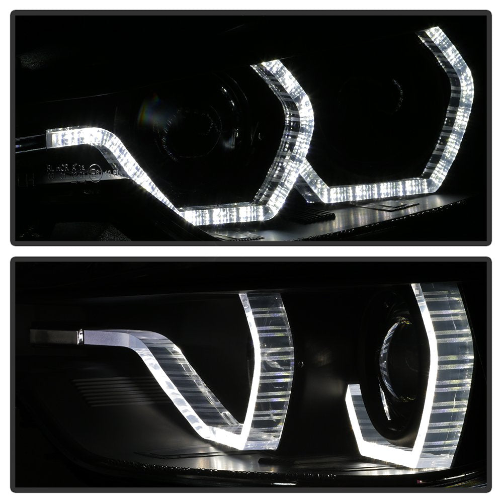 BMW F30 3 Series 2012-2014 Spyder 5085047 4DR Projector Headlights - LED DRL - Black Smoke