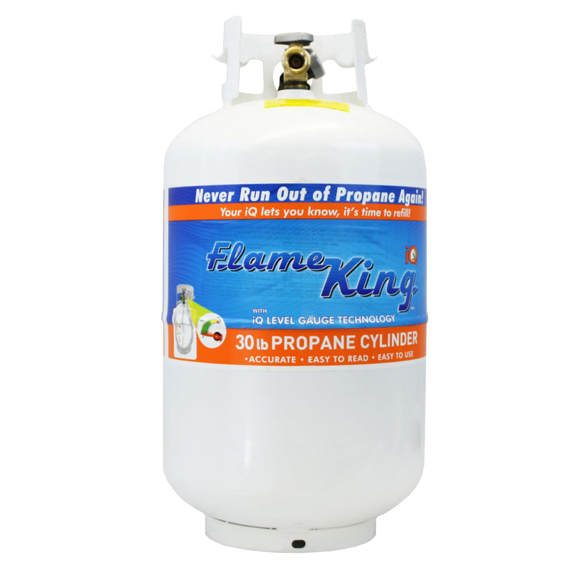 Flame King 30lb YSN330 Steel Propane Tank Cylinder with Gauge and OPD Valve for Grills and BBQs, Camping, Fishing, & Outdoor Activities, White