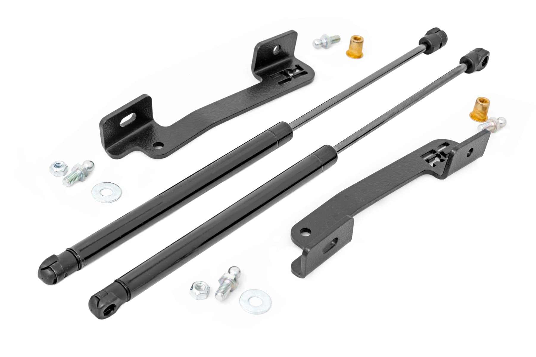 Rough Country Hydraulic Hood Assist for Jeep Wrangler JL & Gladiator JT (2018-2025) - Hands-Free Lift, Easy Bolt-on Hood Struts (Pair)