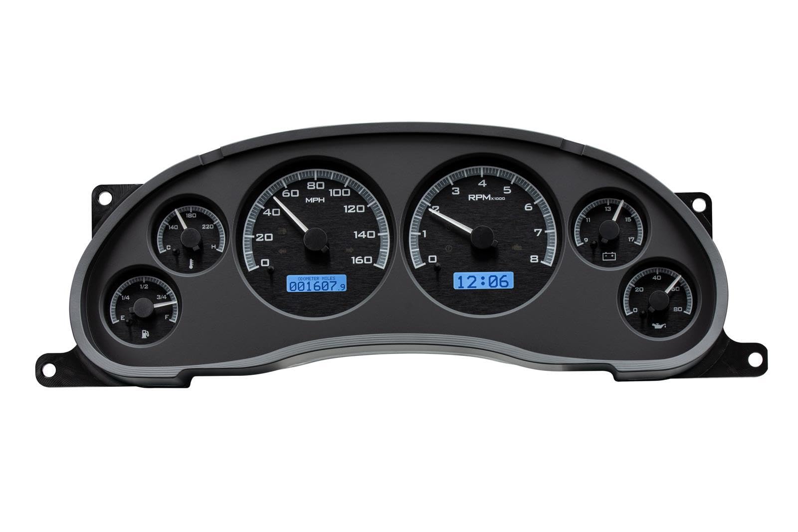 Dakota Digital VHX-94F-MUS-K-B Analog Dash Gauge System Compatible with 1994-2004 Ford Mustang Black Alloy Style Blue Backlighting