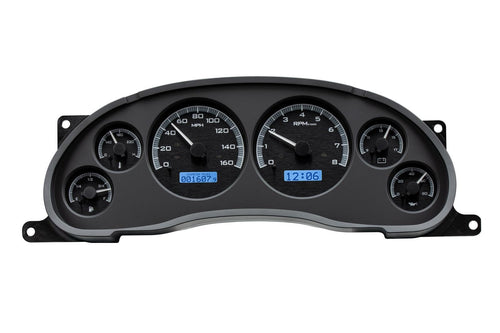 Dakota Digital VHX-94F-MUS-K-B Analog Dash Gauge System Compatible with 1994-2004 Ford Mustang Black Alloy Style Blue Backlighting
