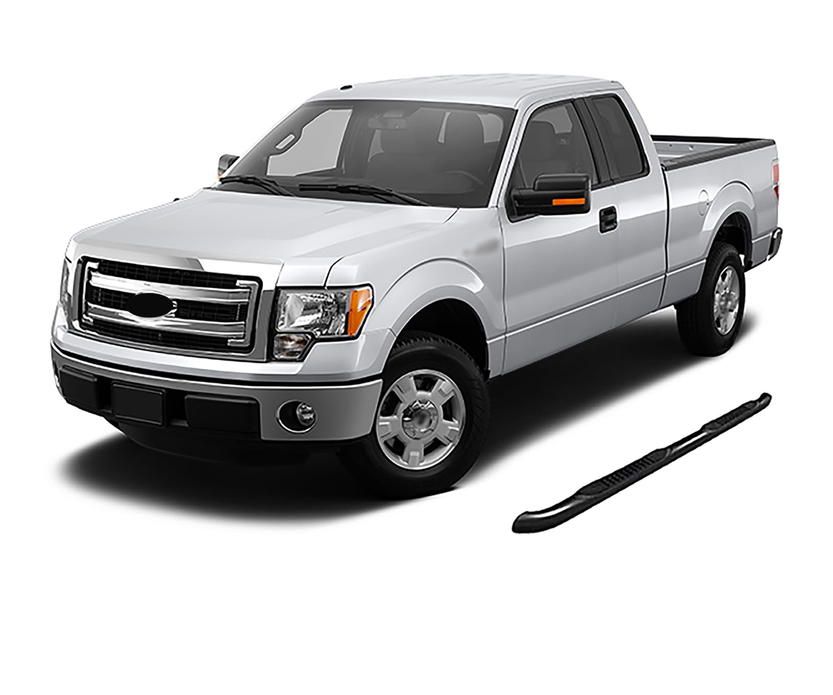 3in Black Horse Side Steps Black Compatible with 2009-2014 Ford F-150-9BFR703A
