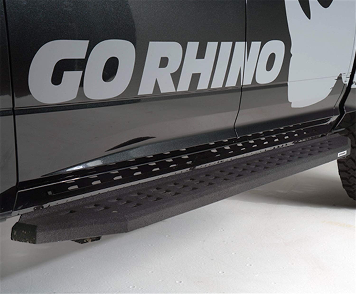 RB20 Running Boards & Brackets Go Rhino | Galvanized Steel, Protective Bedliner Coating | 69415087T | Fits 2004-2014 Ford F-150 Super Crew Pickup