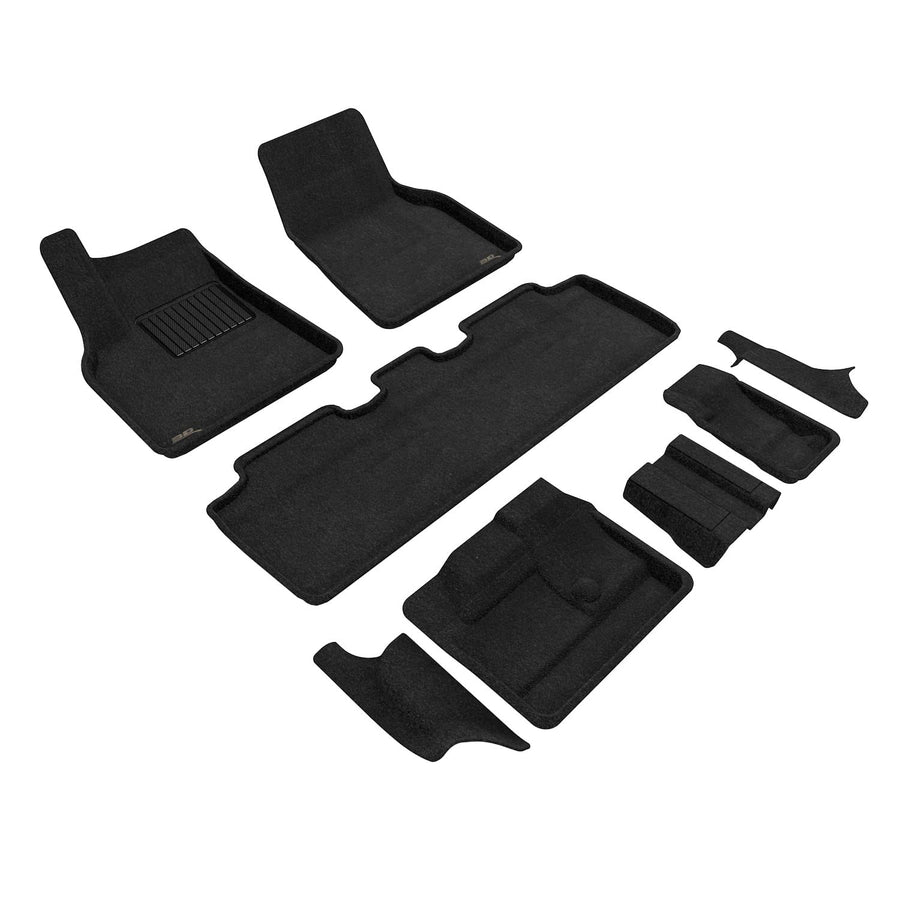 3D MAXpider Elegant Custom Fit Floor Mat (Black) Compatible with Tesla Model Y 7-Seat 2021-2025 - Full Set