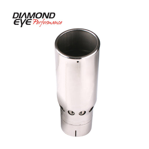 Diamond Eye Exhaust Tip Tail Pipe, VENTED ROLLED ANGLE; 4in. ID X 5in. OD X 16in. LONG;