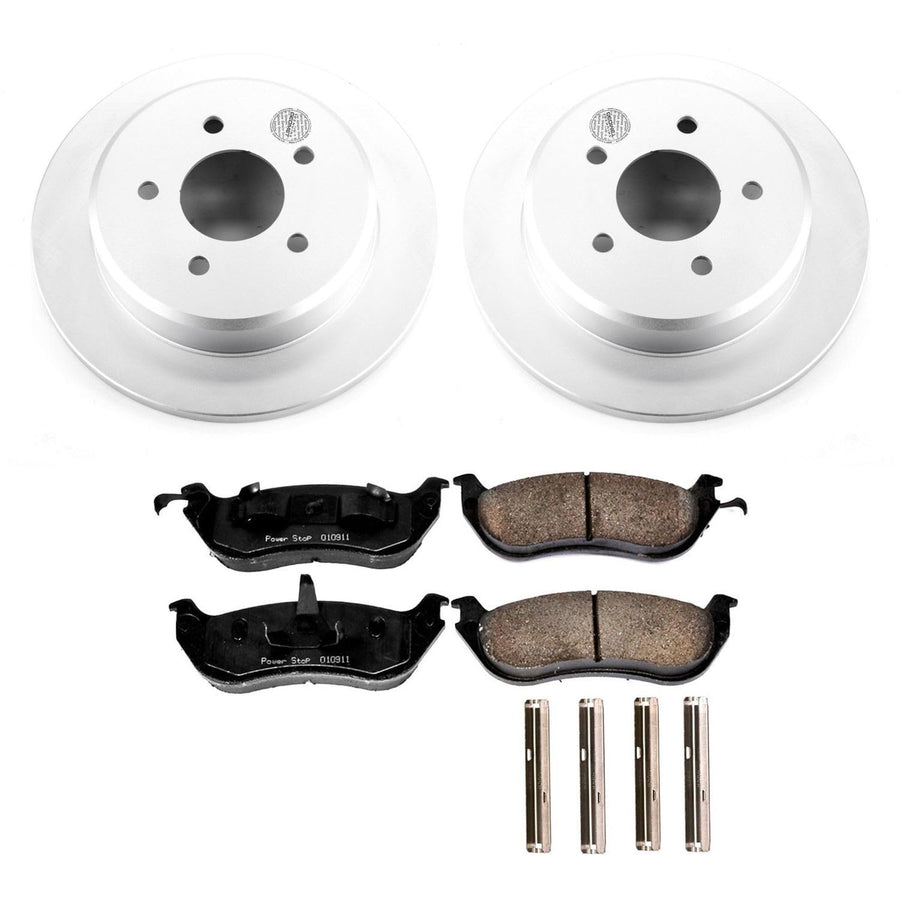 Power Stop CRK1331 Brake Pads and Coated Brake Rotor- Rear For Ford Crown Victoria 1996-2002 | Lincoln Town Car 1996-2002 | Mercury Grand Marquis 1996-2002 [Vehicle Specific]