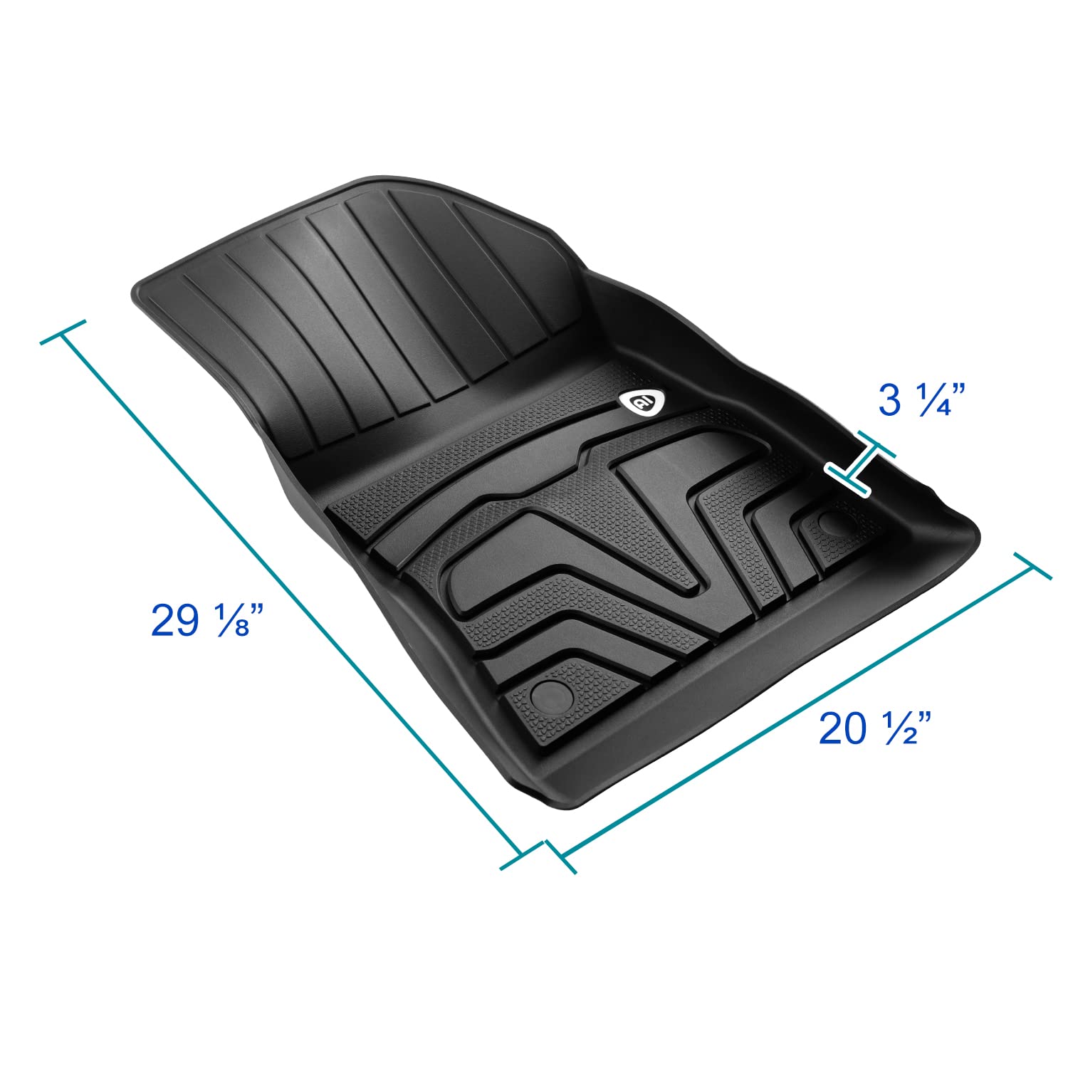 All-Weather Spec-D Tuning Black Injection-Molded TPE Front + Rear Floor Mats Compatible with 2017-2022 Tesla Model 3, 3PC